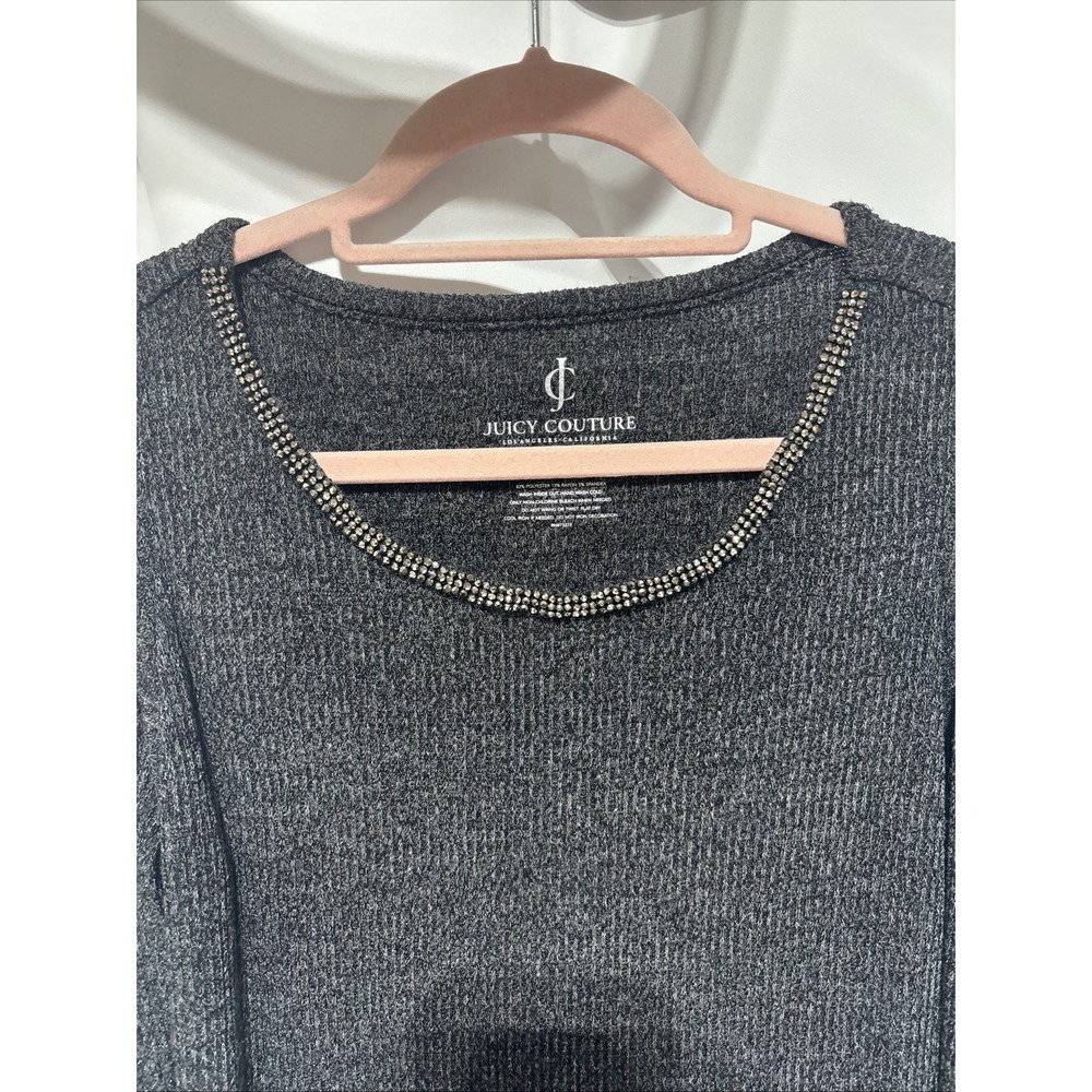 Juicy Couture Women's Dressy Long sleeve Top W/Rhinestones Open Shoulder Size L - Picture 3 of 7